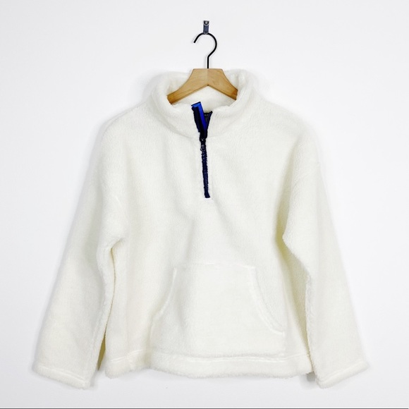 J. Crew Mercantile Ivory Sherpa Pullover Sweater - Picture 1 of 5